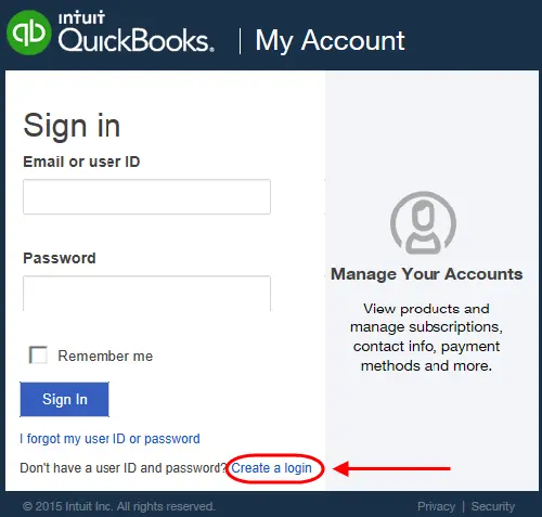 Signing in to QuickBooks - Screenshot Image