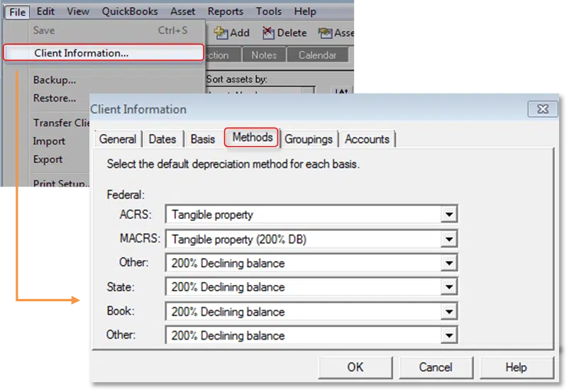 Change or add depreciation method or setting - Image