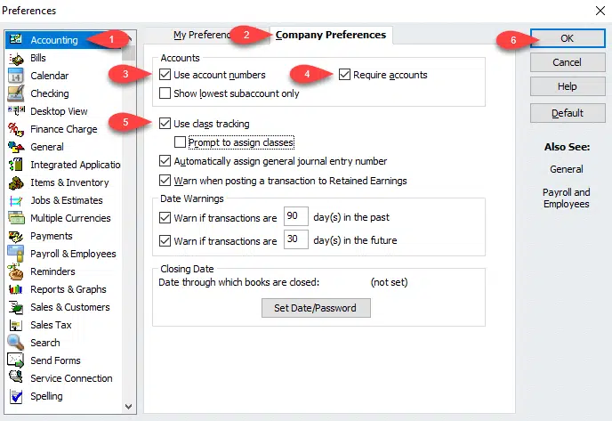 QuickBooks class tracking - Screenshot Image