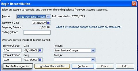 Search for the reconciliation adjustments - Screenshot Image