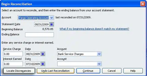 Search for the reconciliation adjustments - Screenshot Image