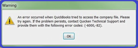 QuickBooks Error 6000, 82 - Screenshot Image