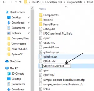 Rename the the QBPrint.QBP file - Image