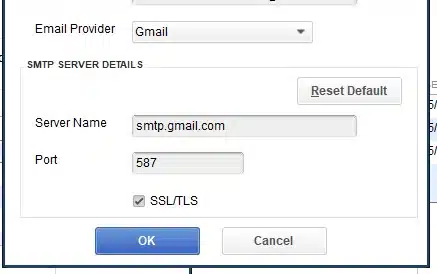 SMTP Server Details - Screenshot Image