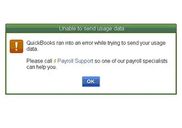 Unable to send usage data error in QuickBooks payroll - Image