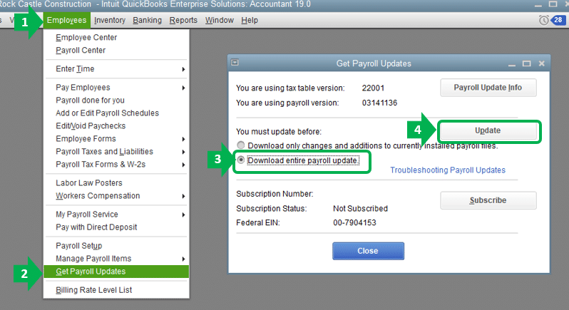 Latest Payroll Tax Table - Screenshot Image