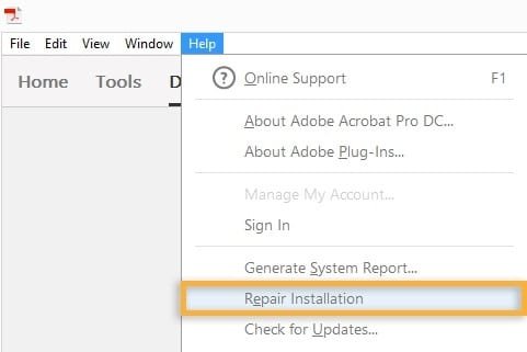 Repair Acrobat Installation - Image