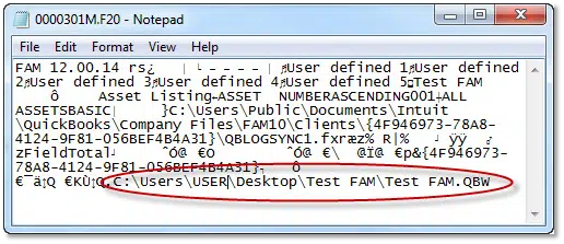 File path ending in .QBW - Image