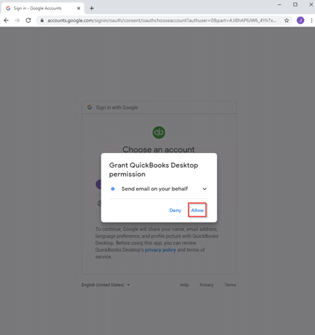 Grant QuickBooks access to your Gmail account - Image