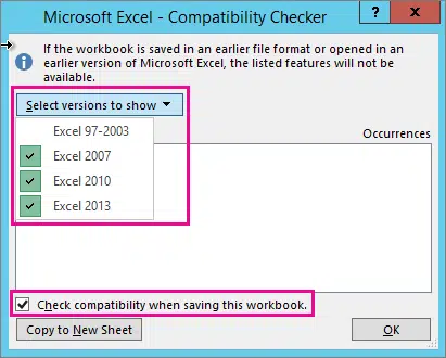 Ensure that excel is compatible - Image