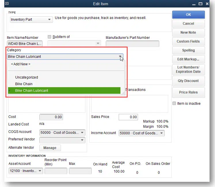 Inventory item categorization - Image