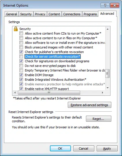 Check for server certificate revocation - Image