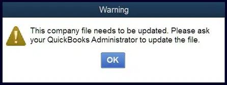 QuickBooks needs to update company file - Image 1