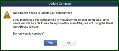 QuickBooks needs to update company file - Image
