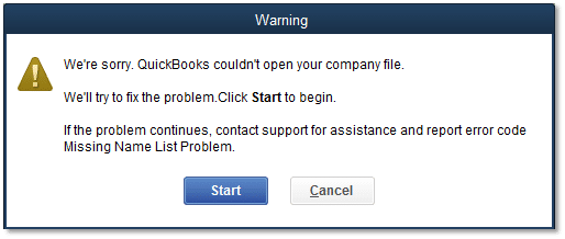 Fix Error - Missing Name List Problem in QuickBooks - Image