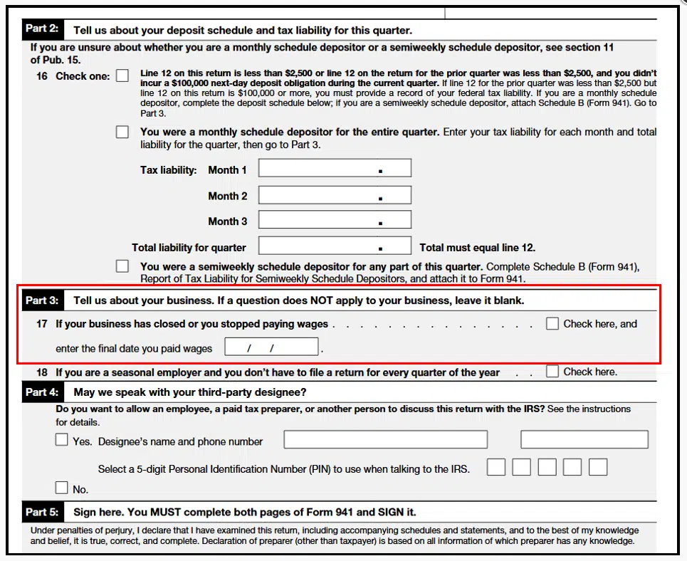 Form 941-X Parts (1 to 5) - Image