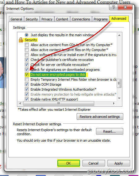 Do Not Save Encrypted Pages to Disk - Image