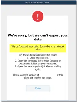 Converting Quickbooks desktop to online errors - Image
