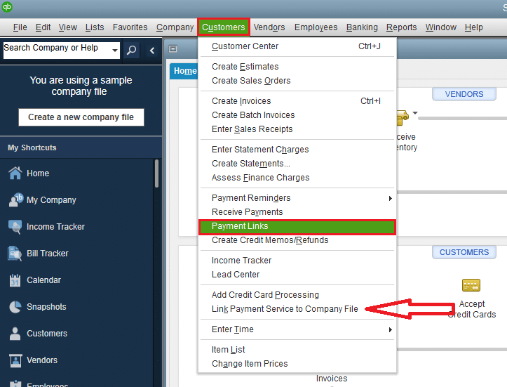 Link payment service to company file - Image